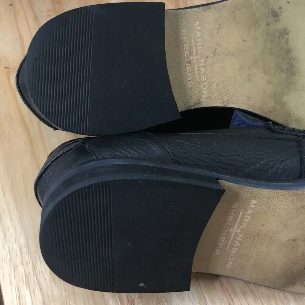 MARK NASON for SKECHERS size 13 black casual dress leather slip on loafers